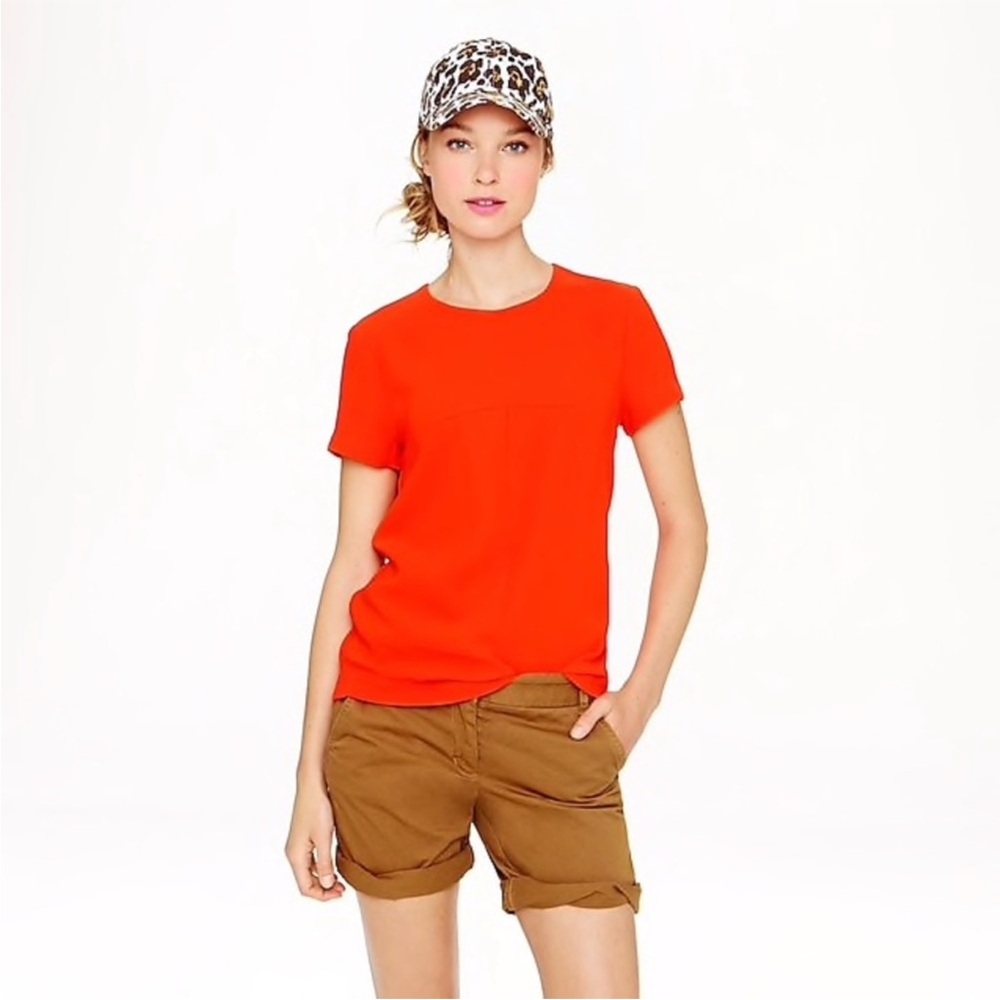 J.Crew Women’s Tomato Red Orange Matte Crepe T-Shirt Size 6